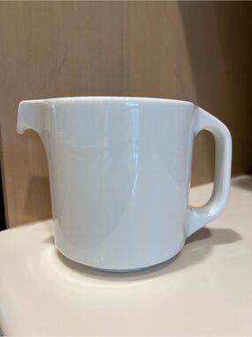 White Ceramic Pitcher with Spout and Handle